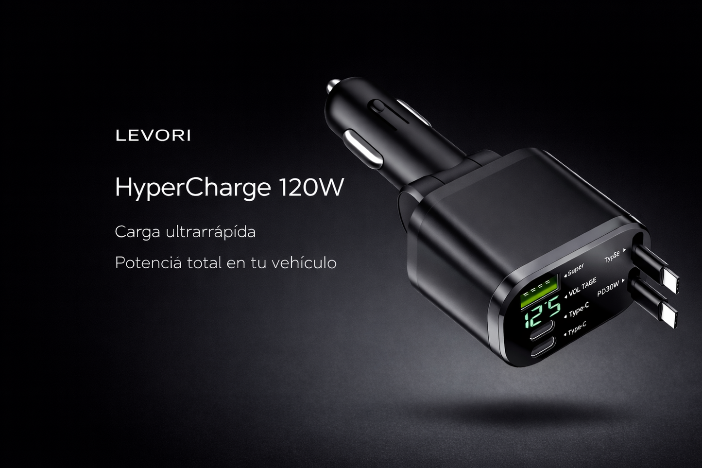 HyperCharge 120W – Cargador rápido para auto