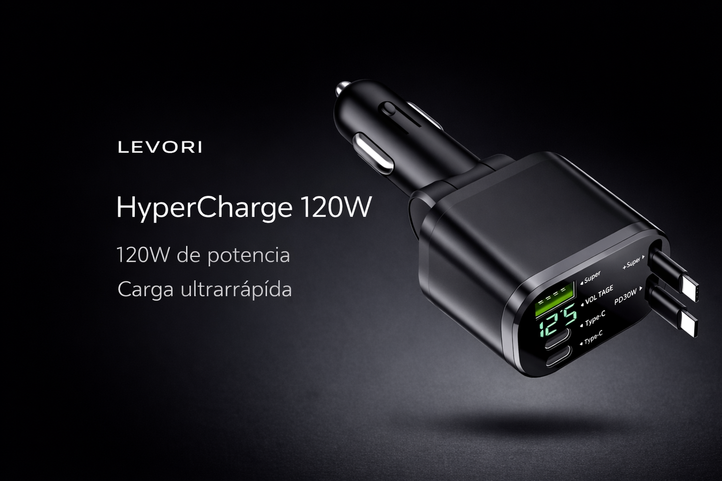 HyperCharge 120W – Cargador rápido para auto